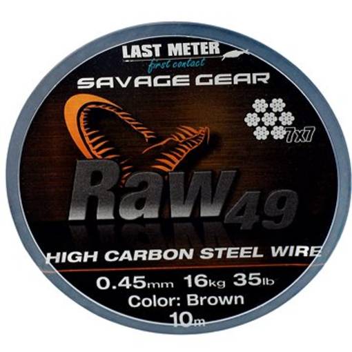 SAVAGE GEAR RAW49 0.54mm 23kg UNCOATED BROWN 10m