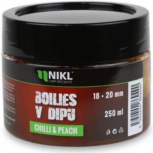 NIKL BOILIES IN DIP CHILLI PEACH 18+20mm 250g