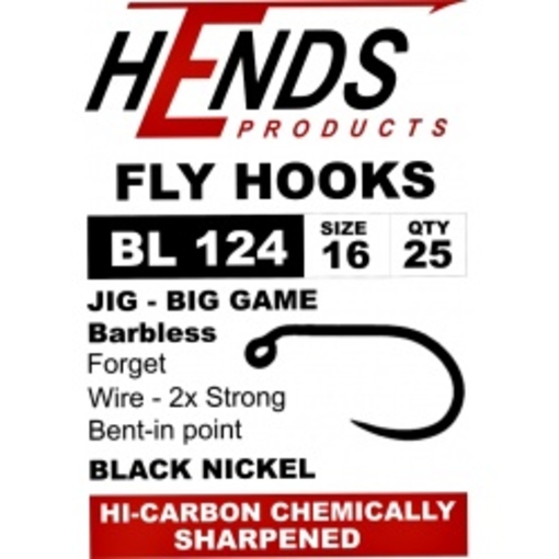 HENDS FLY HOOKS BL124 BARBLESS