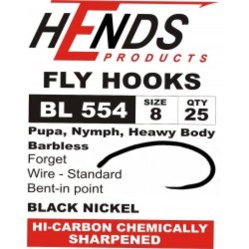 HENDS FLY HOOKS BL554 BARBLESS
