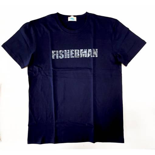 FISHERMAN COTTON T-SHIRT LOGO BLUE #L