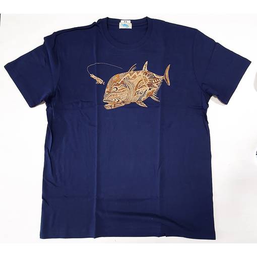 FISHERMAN GT TATOO T-SHIRT NAVY/GOLD