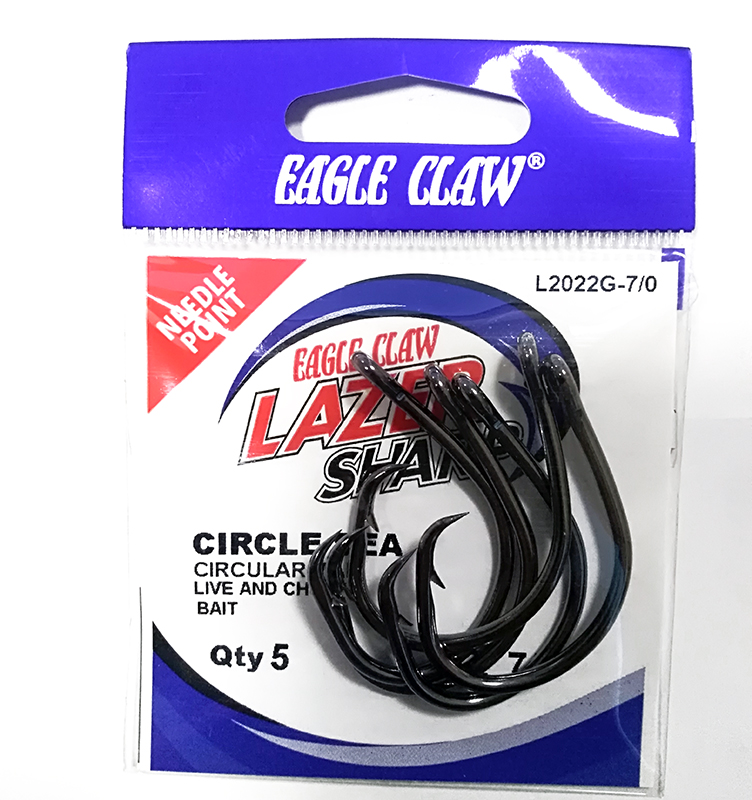Eagle Claw L2022 10/0 Heavy Offset Wide Gap Circle Hook BlackPlatinum 25CT 23096 
